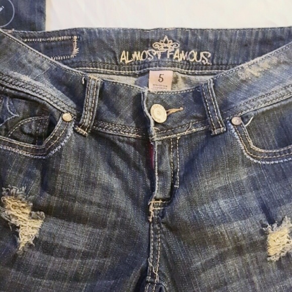 Almost Famous distressed blue jean. Size 5 - Picture 2 of 3